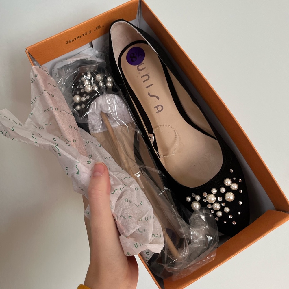 Black velvet flats New in Box